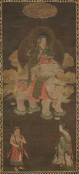 Shakyamuni Triad: Buddha Attended by Manjushri and Samantabhadra Bodhisattva with Elephant