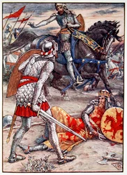 Sir Lancelot forbids Sir Bors to Slay the King