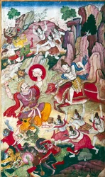 Siva Destroys the Demon Andhaka, Harivamsa Manuscript, Mughul
