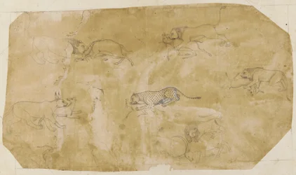 Six groups of fighting animals, 18th century