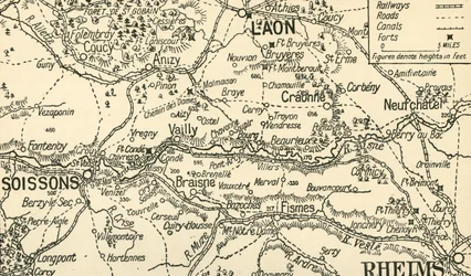 Sketch Map of the Valley of the Aisne above Soissons, 1914