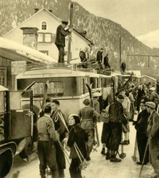 Skiers Arriving at St Anton am Arlberg, Austria, c1935