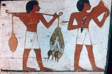 Slaves Carrying Offerings to Osiris, Sarcophagus of The Lady of Madja