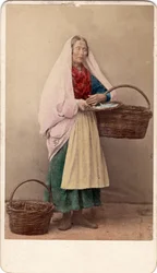 Small metier: a merchant holding wicker baskets, Venice