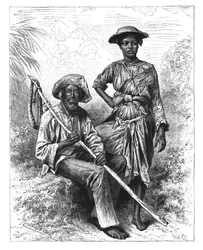 Snake Catcher and Charcoal Girl, Martinique, c1890