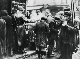 Soup Kitchen for the Needy, Les Halles, German-Occupied Paris, February 1941