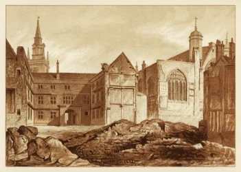 South-East View of Guildhall Chapel and Blackwell Hall, City of London
