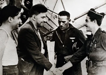 Spanish Civil War: Ilia Grigorievich Ehrenburg on his arrival at Barcelona airport