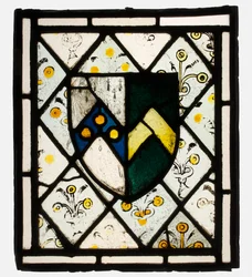 Stained Glass Panel with Heraldic Shield of Johnson