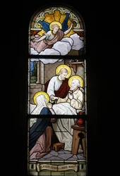 Stained Glass in Notre Dame du Rosaire Catholic Church: Saint Joseph, Patron Saint of Death, Saint-Ouen, France