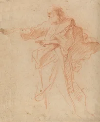 Standing Bearded Man Pointing Toward the Left, mid 17th century