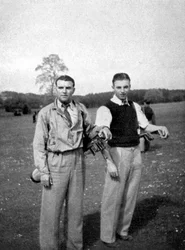 Stanley Matthews and Eddie Hapgood Pause Between Shots During a Round of Golf, 1945