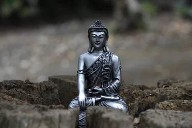 Statue in the garden of Buddhapadipa temple, Wimbledon, United Kingdom