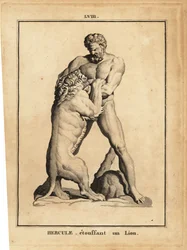 Statue of Hercules stifling a lion