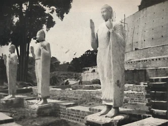 Stone Statues in Front of the Restored Ruwanwali-Dagoba, Anuradhapura