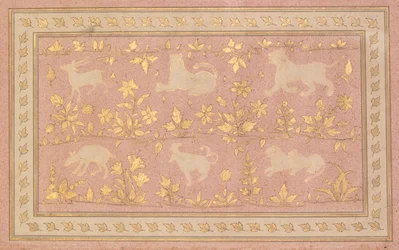 Stenciled Scenes of Lion and Gazelle
