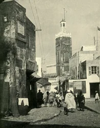 Street Scene in Tangier, Showing Mosque