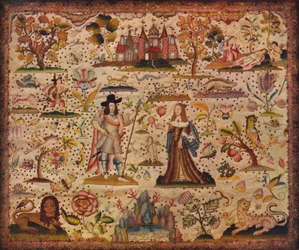 Stump-Work Panel: The Figures Mars and Venus