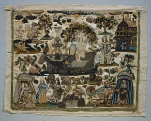 Stumpwork Panel: Story of David and Bathsheba, 1658