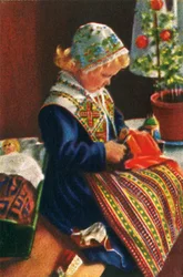 Swedish Girl Playing with Dolls