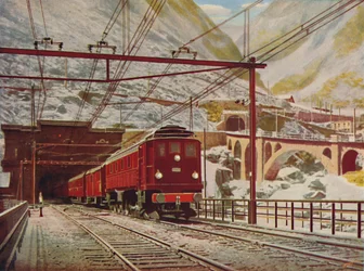 Swiss Express Leaving The Great St. Gotthard Tunnel, 1926