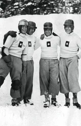 Swiss four-man bobsleigh team, Winter Olympic Games, Garmisch-Partenkirchen, Germany, 1936