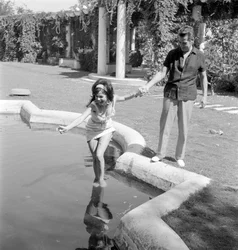 The Actress Laya Raki with the Actor Ron Randell at Venice Lido - 1961