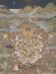 Taima Temple Mandala - Amida Welcomes Chūjōhime to the Western Paradise