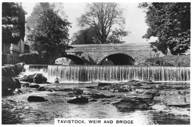 Tavistock, weir and bridge, 1937