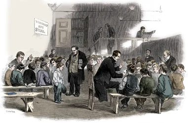 Teaching Boys to Read in the Ragged School Union School, Lambeth, London, 1868