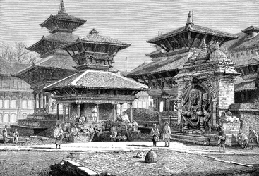 Temples facing the Royal Place, Katmandu, Nepal