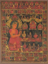 Thangka with Bejeweled Buddha Preaching, 1648