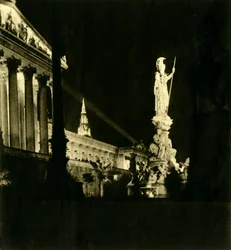 The Austrian Parliament Building by night, Vienna, Austria