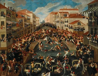 The Battaglia dei Pugni on the Bridge of San Barnaba, Venice, 18th century