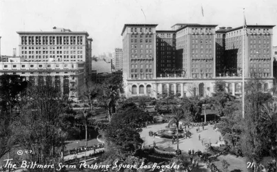 The Biltmore from Pershing Square, Los Angeles, California, USA