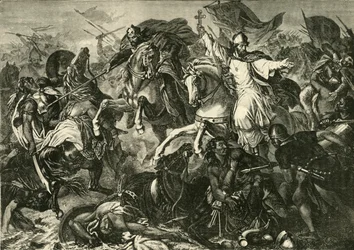 The Bishop of Ratisbon at the Battle of Augsburg, Battle of Lechfeld 955