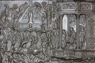 The Crucifixion of Saint Peter - Detail of a Portal - Front Entrance Door of St. Peter