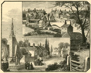 The Drinking Fountain. Street in Broseley, 1898
