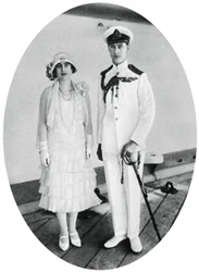 The Duke and Duchess of York on board HMS Renown, Malta, 1927