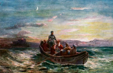 The Escape of Mary Queen of Scots from Loch Leven Castle, 19th century, c1920