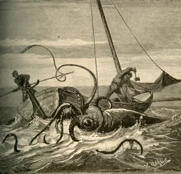 The Fishermen Battle with the Giant Squid, 1881