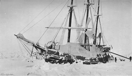The Fram When Dug Out of the Pressure-Mound. End of March, 1895, 1897