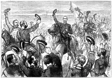 The Grand Duke Nicholas announcing the treaty of peace, San Stefano, Turkey, 19th century