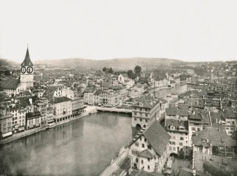 The Grosse Stadt and Kleine Stadt Divided by the River Limmat, Zurich, Switzerland