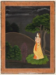 The Heroine Who Waits Anxiously for Her Absent Lover Utka Nayaka, c. 1750-55