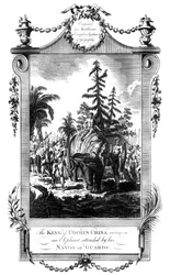 The King of Cochinchina riding on an elephant