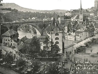 The Nydeggbrücke and Cattle Market, Bern, Switzerland