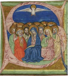 The Pentecost. Initial S from a manuscript Gradual, ca 1430