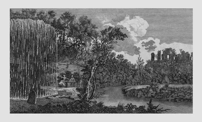 The Petrifying or Dropping Well, and Ruins of Knaresbrough Castle in Yorkshire