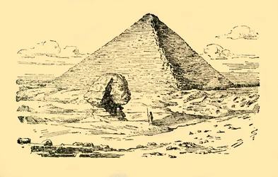 The Pyramid Tomb of King Khufu and the Great Sphinx at Gizeh, Egypt